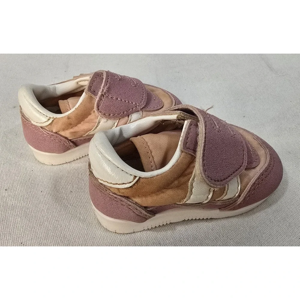 Baby Shoes Suede Pink & White Size 1‎ With Straps USA MADE Vintage